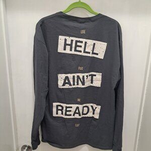🔥  Fashion Nova "Hell Aint Ready" Graphic Long Sleeve - Char - Unisex – L